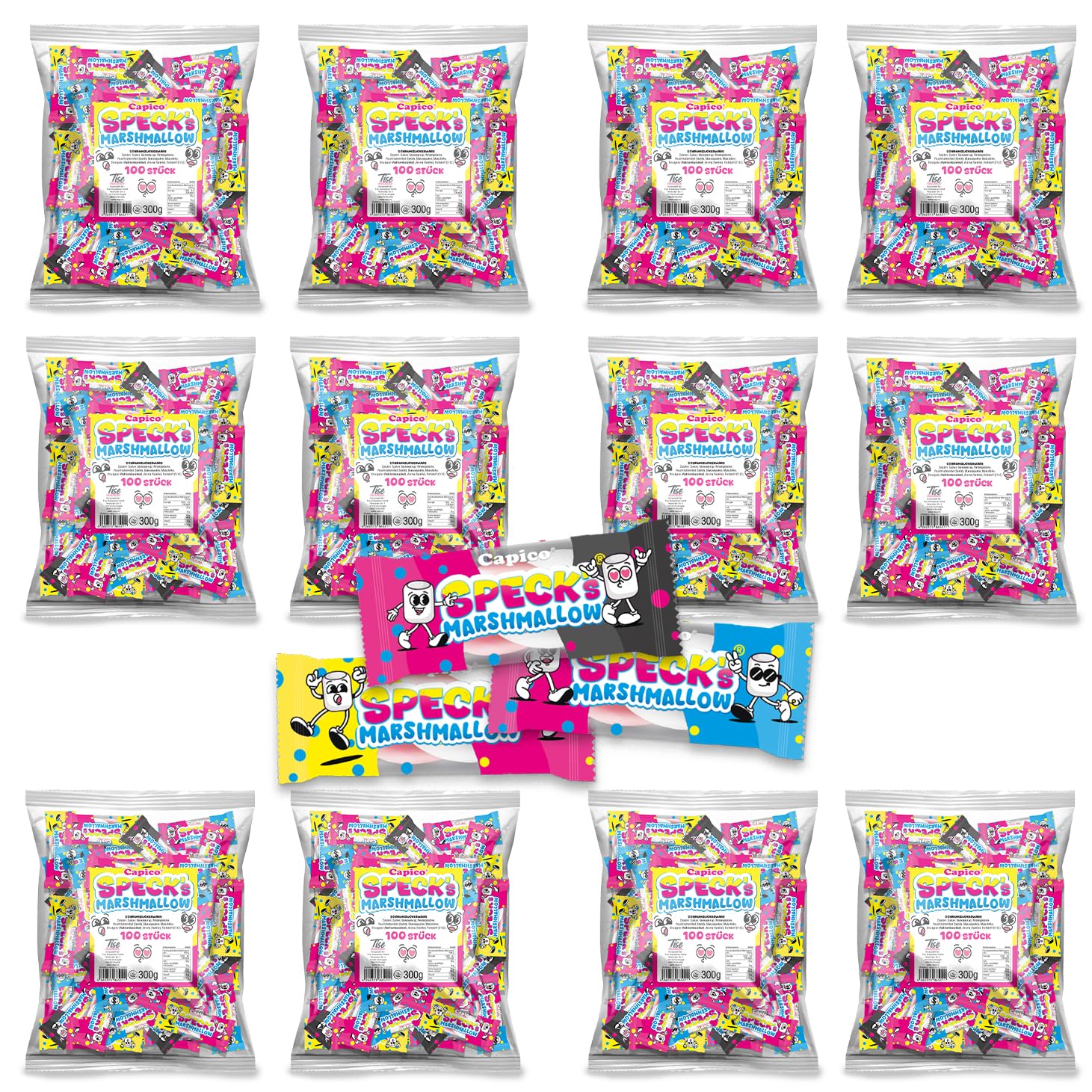 Capico Specks - gezuckerte Marshmellows, Wurfmaterial für Karneval und Fasching 1200 Stück (3600g)
