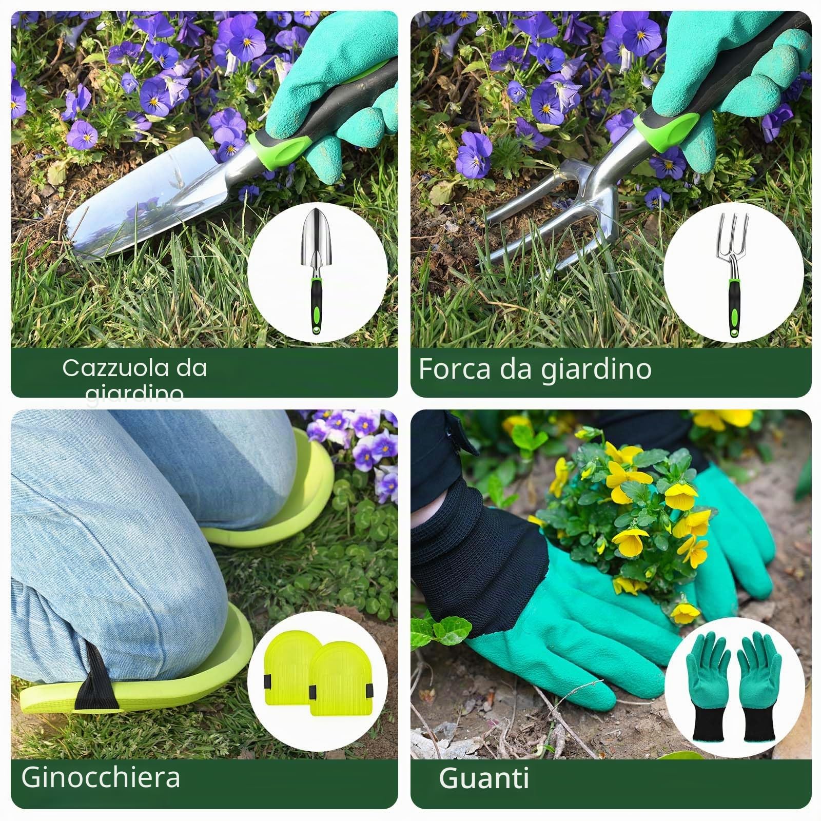 Mactoou Set di attrezzi da giardinaggio, 12 Pezzi kit giardinaggio con paletta giardinaggio, Tappetino per Rinvaso di Piante, Borsa, Set Giardinaggio Regali da Giardino per Donna Uomo