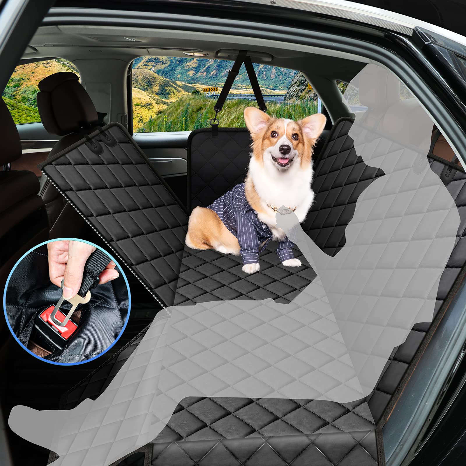 Viretec Dog Car Seat Cover for Back Seat, Dog Seat Cover Waterproof ...
