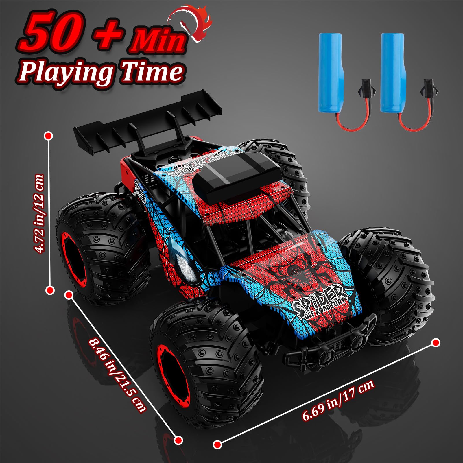 Spider Coche Teledirigido Niños 3 4 5 6 Años,2 Baterías Coche RC,1/18 Coche Radiocontrol con Luz,Regalo Juguetes niños 3 4 5 6 7 8,Coches para Niños,RC Car Alta Velocidad[2025 Versión Aleación]