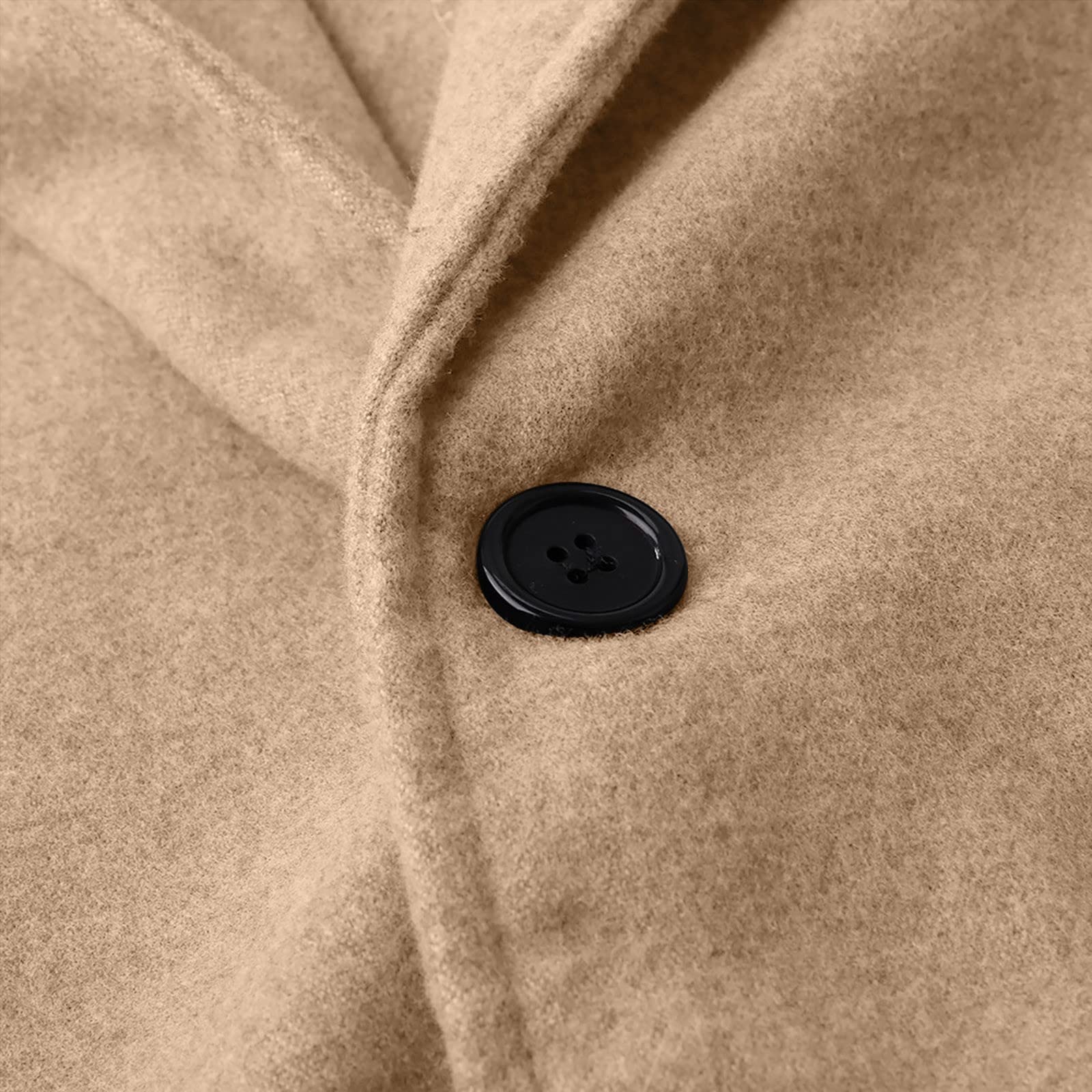 Cappotto da uomo in misto lana cammello, elegante giacca invernale monopetto, classico cappotto lungo per abbigliamento da lavoro e formale, look caldo e sofisticato, materiale misto lana di alta