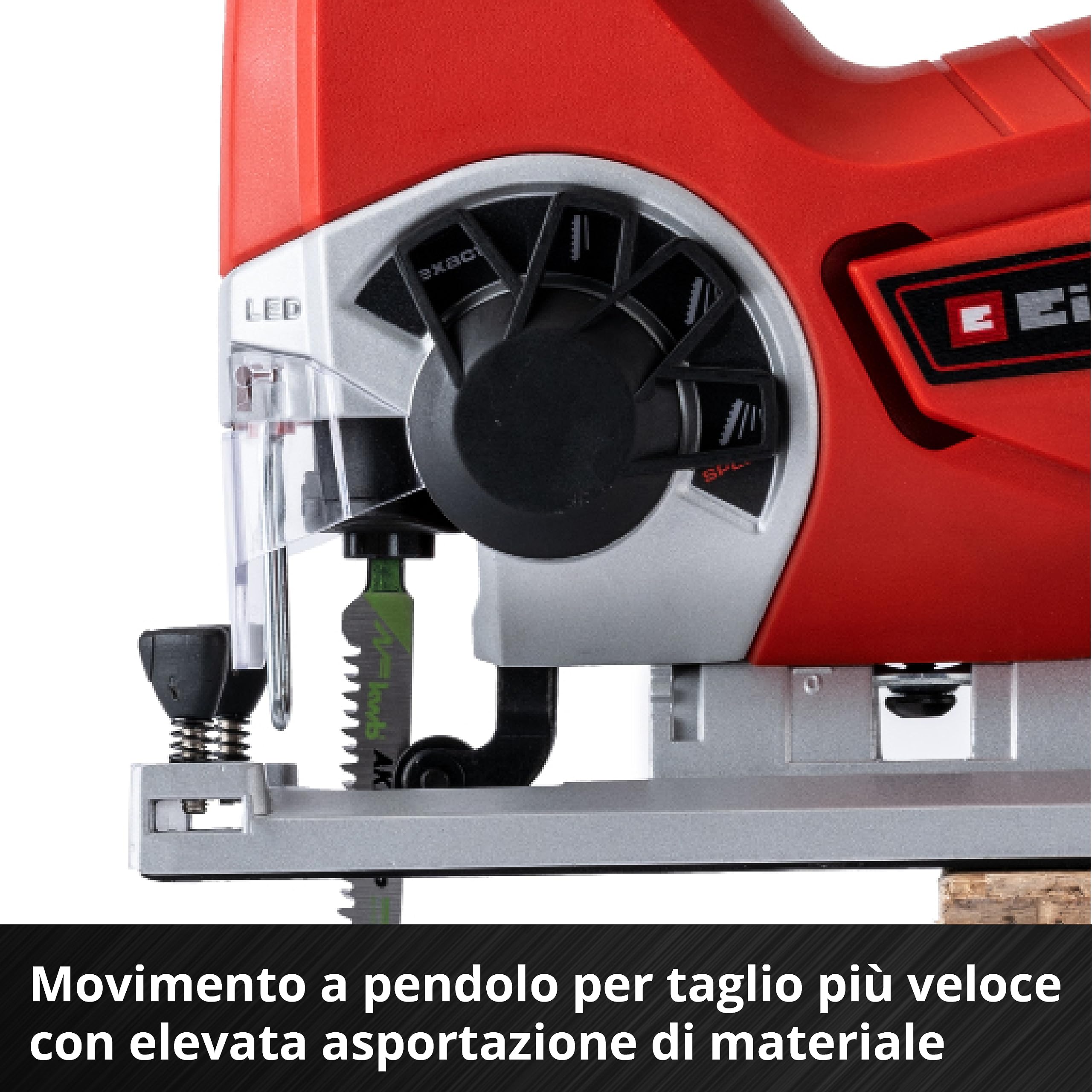 Einhell TE-JS 18 Li-Solo Seghetto alternativo Power X-Change (18V, max taglio legno 80 mm, max taglio plastica 12 mm, max taglio metallo 10 mm, senza batteria e caricabatteria)
