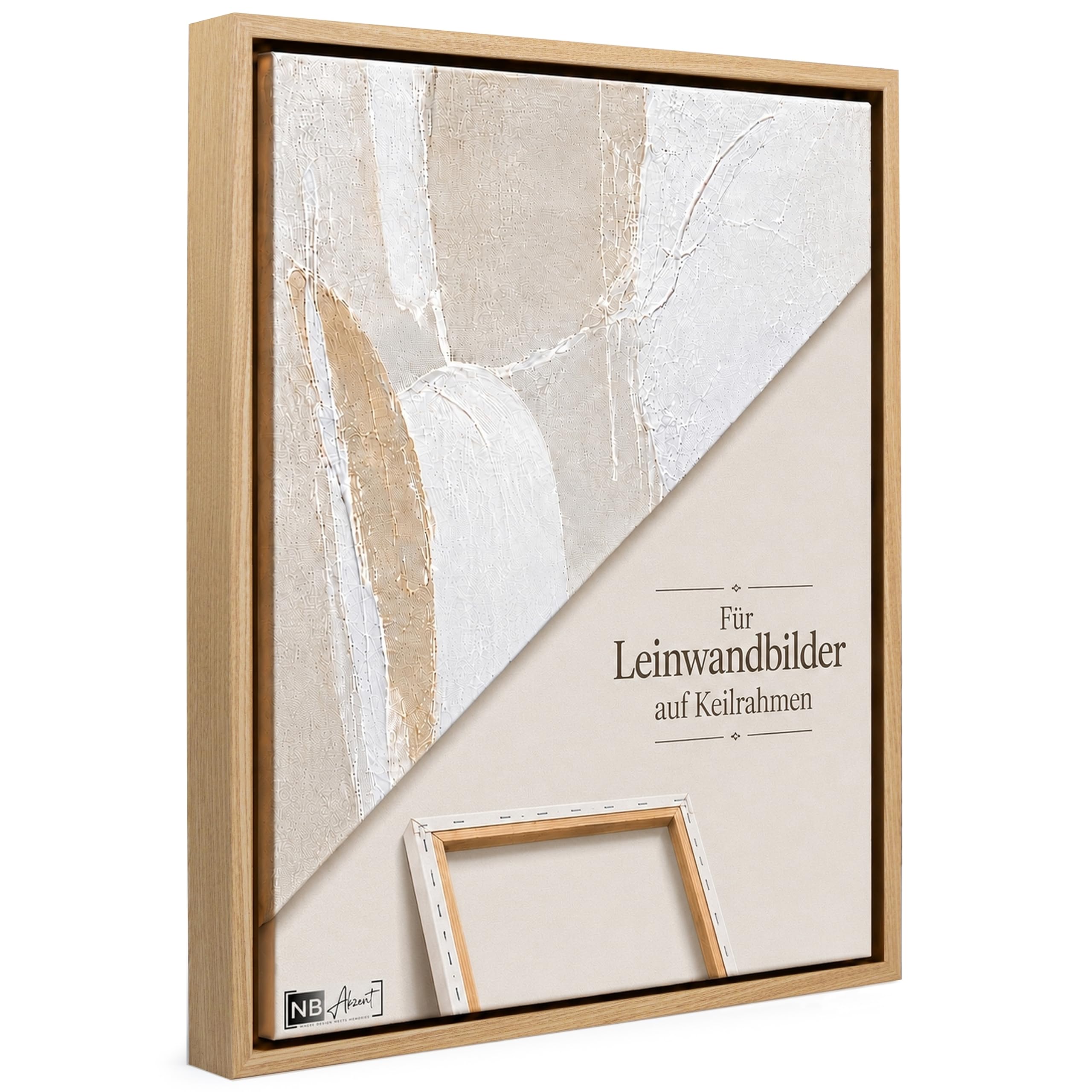 Schattenfugenrahmen für Leinwandbilder & Canvas 80x80 cm - Pinie - für Keilrahmen bis 22 mm Stärke - in zerlegter Form - ohne Glas und Rückwand