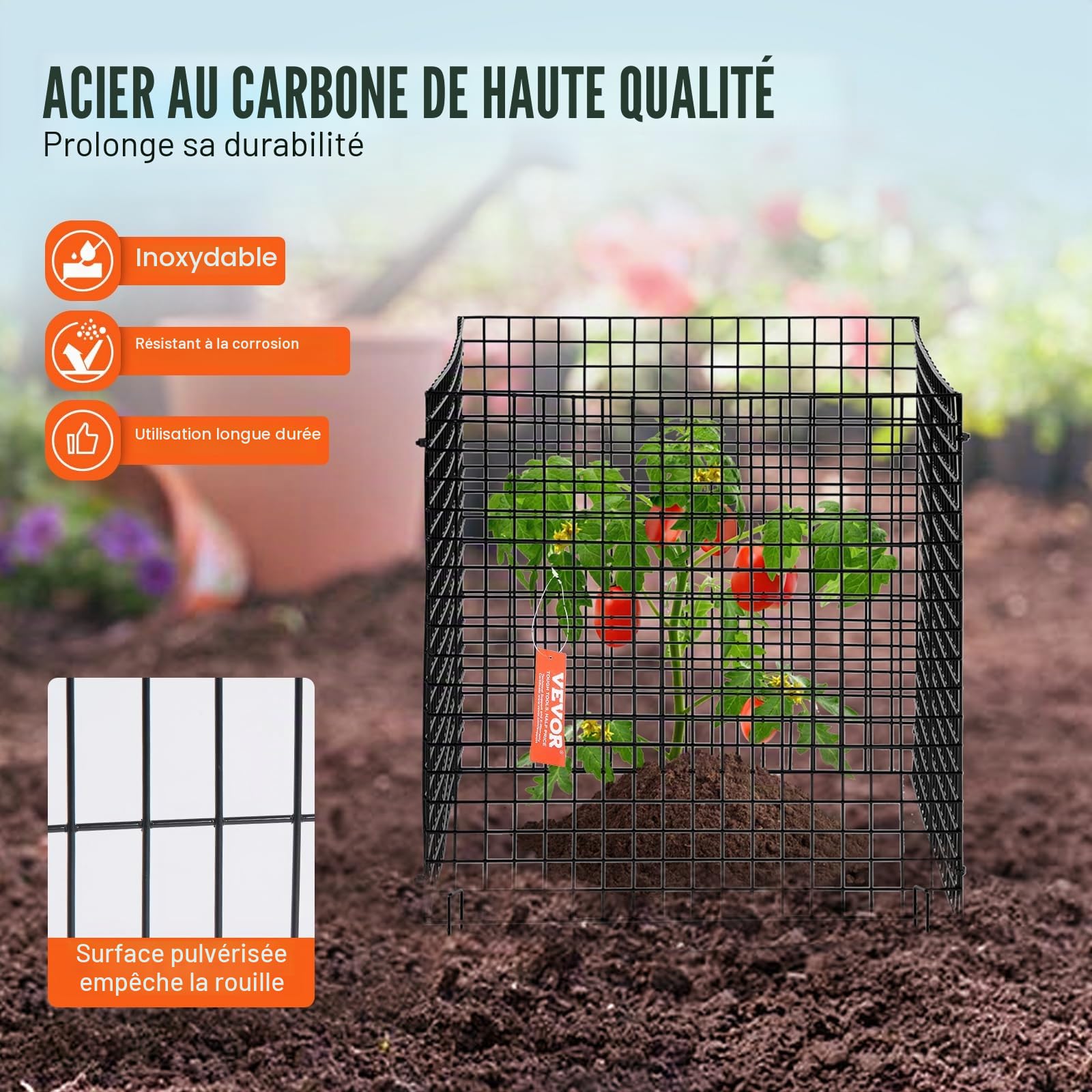 VEVOR Cage à Plantes Contre Animaux, Lot de 10, Grillage de Protection pour Plantes Fleurs légumes, 30,5x30,5 cm, 40 Mailles métalliques, Protecteur pour empêcher Lapins, Poules, écureuils d'entrer
