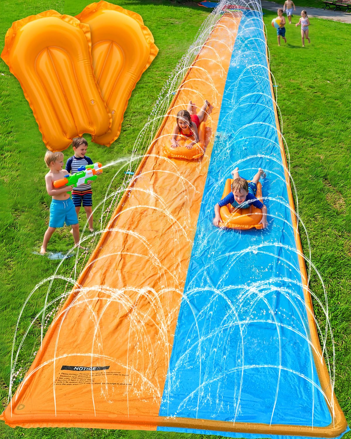 Photo 1 of Spring Water 40FT Slip and Water Slide, Extra Long Slip n Water Slide for Kids and Adults, 2 Inflatable Bodyboards and Sprinkler, Giant Summer Heavy Duty Water Slides Outdoor Toys for Backyard