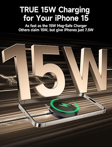 Miniatura 2 de JSAUX Cargador inalámbrico magnético de 15 W, paquete de 2 unidades de carga rápida compatible con cargador MagSafe iPhone 17 Air Pro Max1615141312