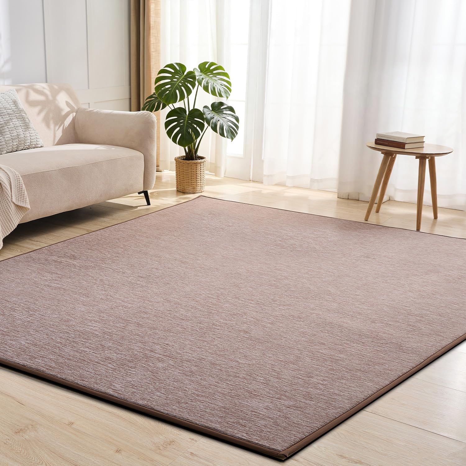 新品☆185×240cm茶系♪極厚ラグ♪防ダニ・抗菌防臭〇B361 Amazon｜楽暮屋 カーペット 夏用 ラグマット 冷感 ラグ 3畳 接触冷感
