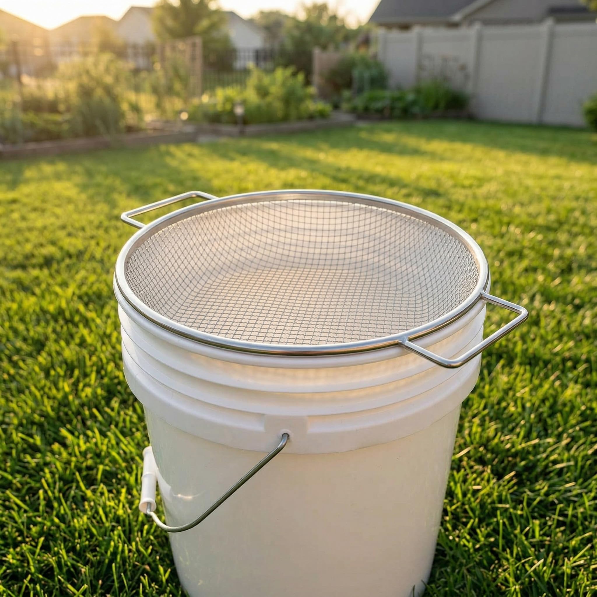 2Pcs 304 Stainless Steel Soil Sifter 1/4" 3/8" Screen Fit 5 Gal Bucket — Amazon image 5