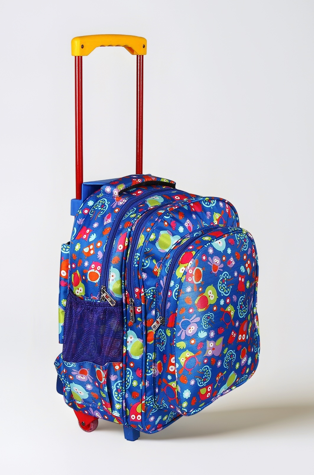 Waterproof Printed School Trolley Backpack | Blue Polyester Rolling Bag with Wheels for Kids & Teens | Adjustable Padded Shoulder Straps are Designed to Provide a Comfortable Fit