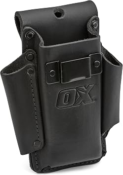 OX Tools Ultimate Leather & Nylon Compact Tape Measure Knife Pencil Holder, Everyday Carry Top Grain Leather & Kevlar Reinforcements