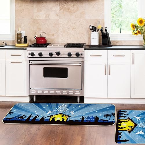 Miniatura 6 de AnyDesign - 2 tapetes de cocina de Pascua, antideslizantes, para decoración de Pascua, invierno, decoración del hogar