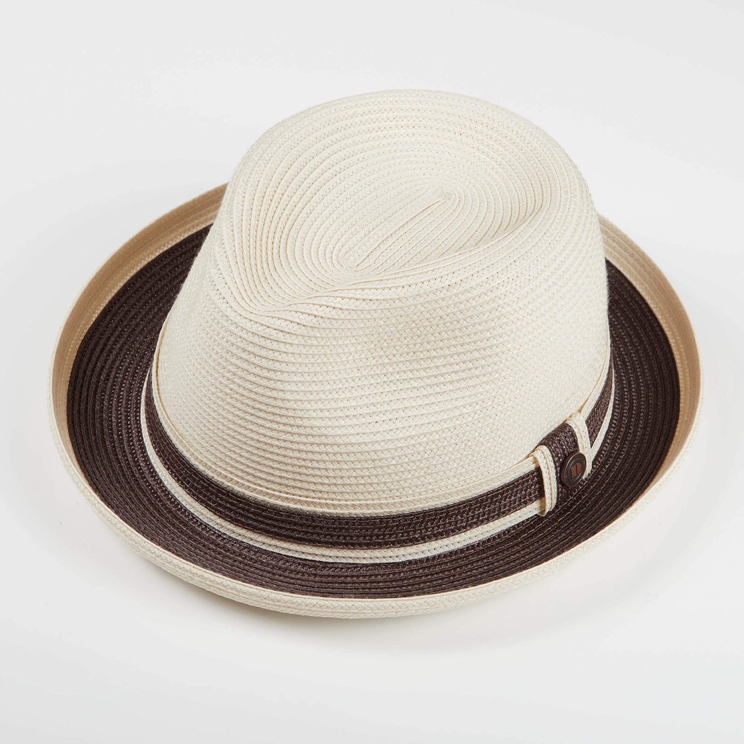 DASMARCA Mens Retro Foldable Packable Summer Straw Trilby Hat (XX-Large, Marble)
