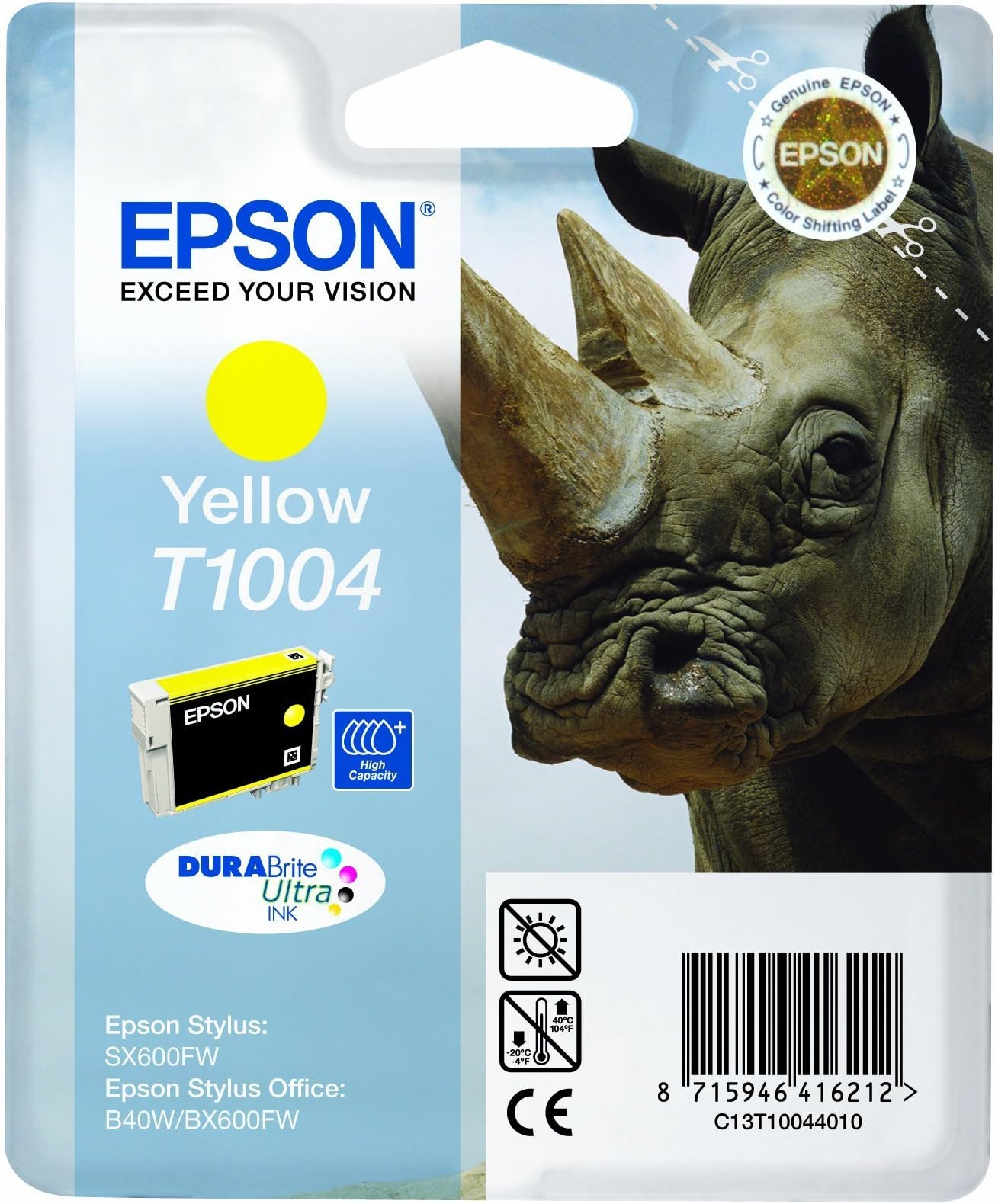 Epson T1004 Yellow Ink Cartridge for SX600FW, B40W/BX600FW, Genuine, Amazon Dash Replenishment Ready