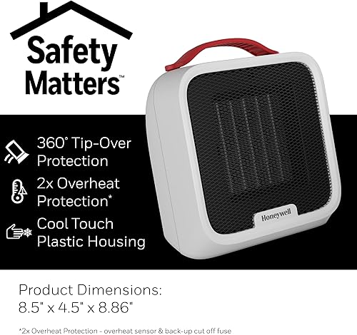 Miniatura 5 de Honeywell UberHeat 5 - Calentador de cerámica para habitaciones pequeñas, color blanco