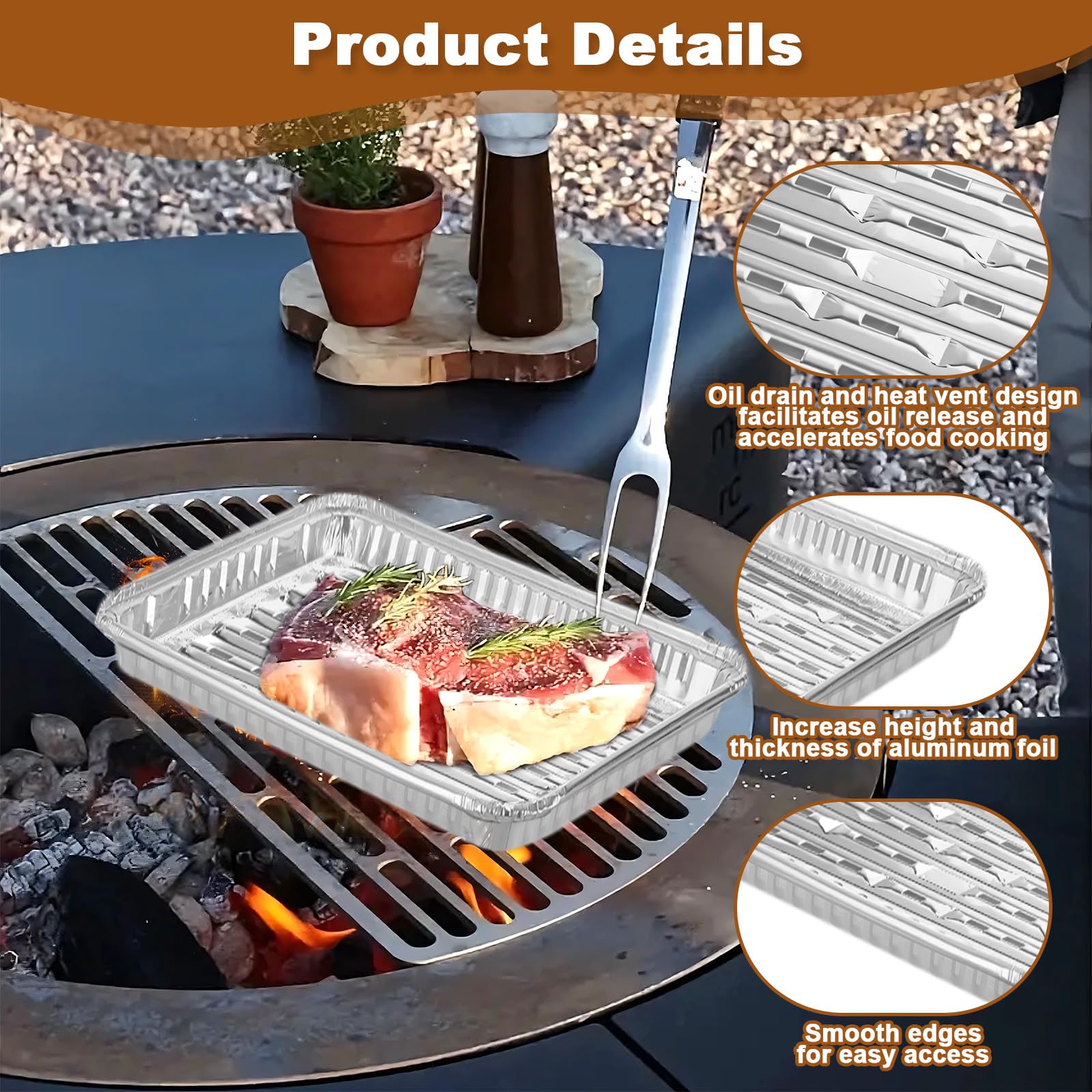 20Pcs Grilles Barbecue Aluminium avec Fentes 34x23cm, Barquettes Cuisson Viande Alu Jetables Camping, Bacs égouttement Barquette Frite Accessoires Barbecue Poisson Légumes​ pour Grill Gaz Charbon Four