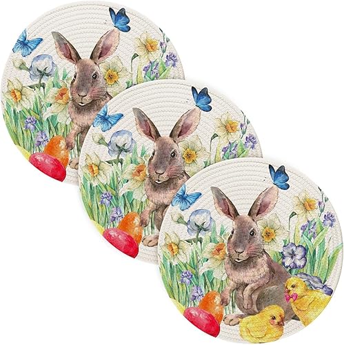 3 salvamanteles para ollas y sartenes calientes de 15 pulgadas, tejido de hilo de algodón, posavasos grandes de algodón para tetera, campista,