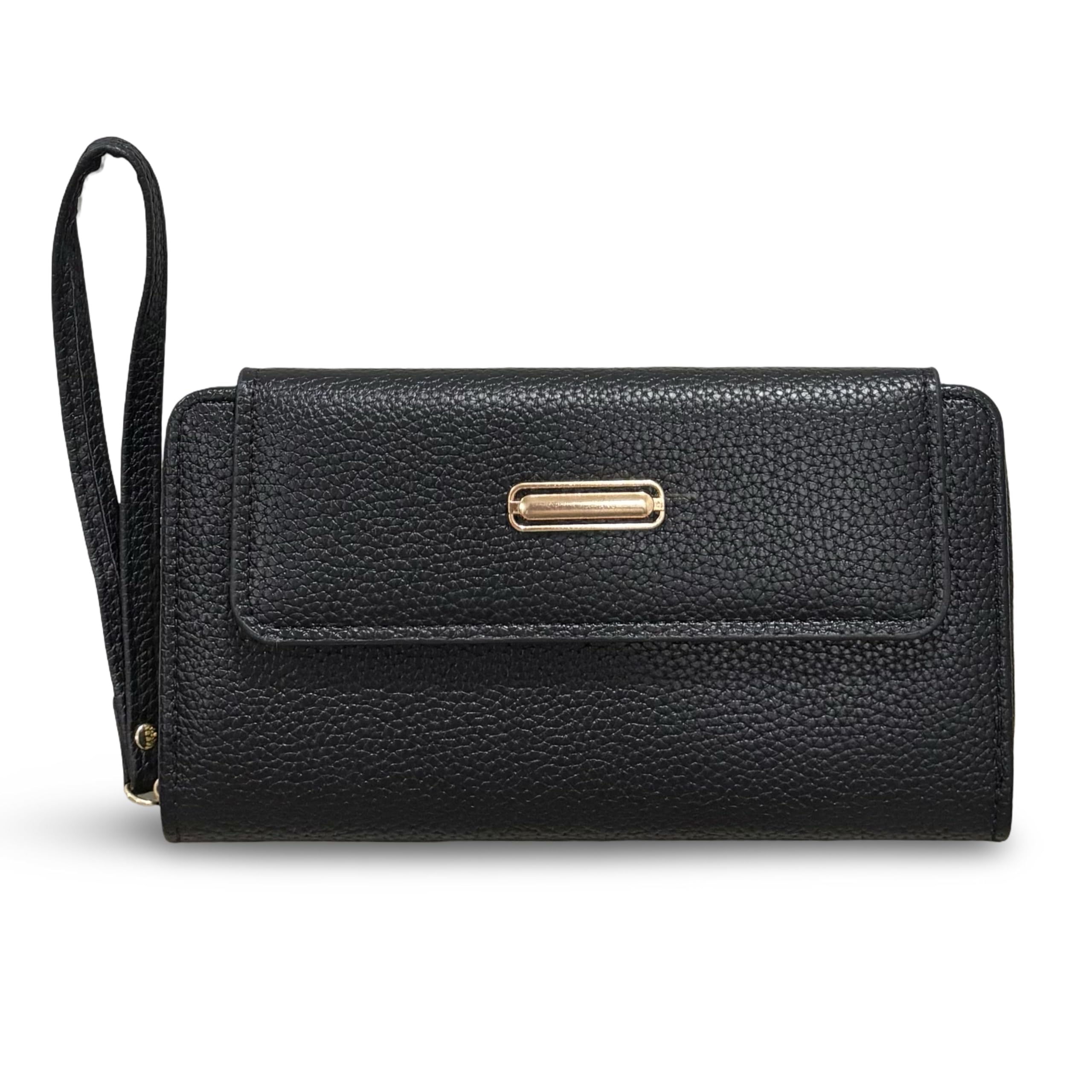glossy Women's/Girl's Wristlet Wallet | Multiple Card Slots | Spacious Zipper (Black)-picture-25