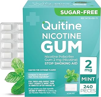 Nicotine Gum 2mg, Mint Flavor, Stop Smoking Aid – Relieve Nicotine Cravings with Effective, Affordable NRT | Long-Lasting Flavor, 240 Count, Traditional Gum to Support Your Quit Journey