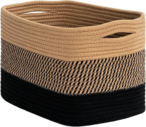 Goodpick Cesta decorativa de cuerda tejida cesta de almacenamiento para guardería libros juguetes toallas revistas cesta de almacenamiento