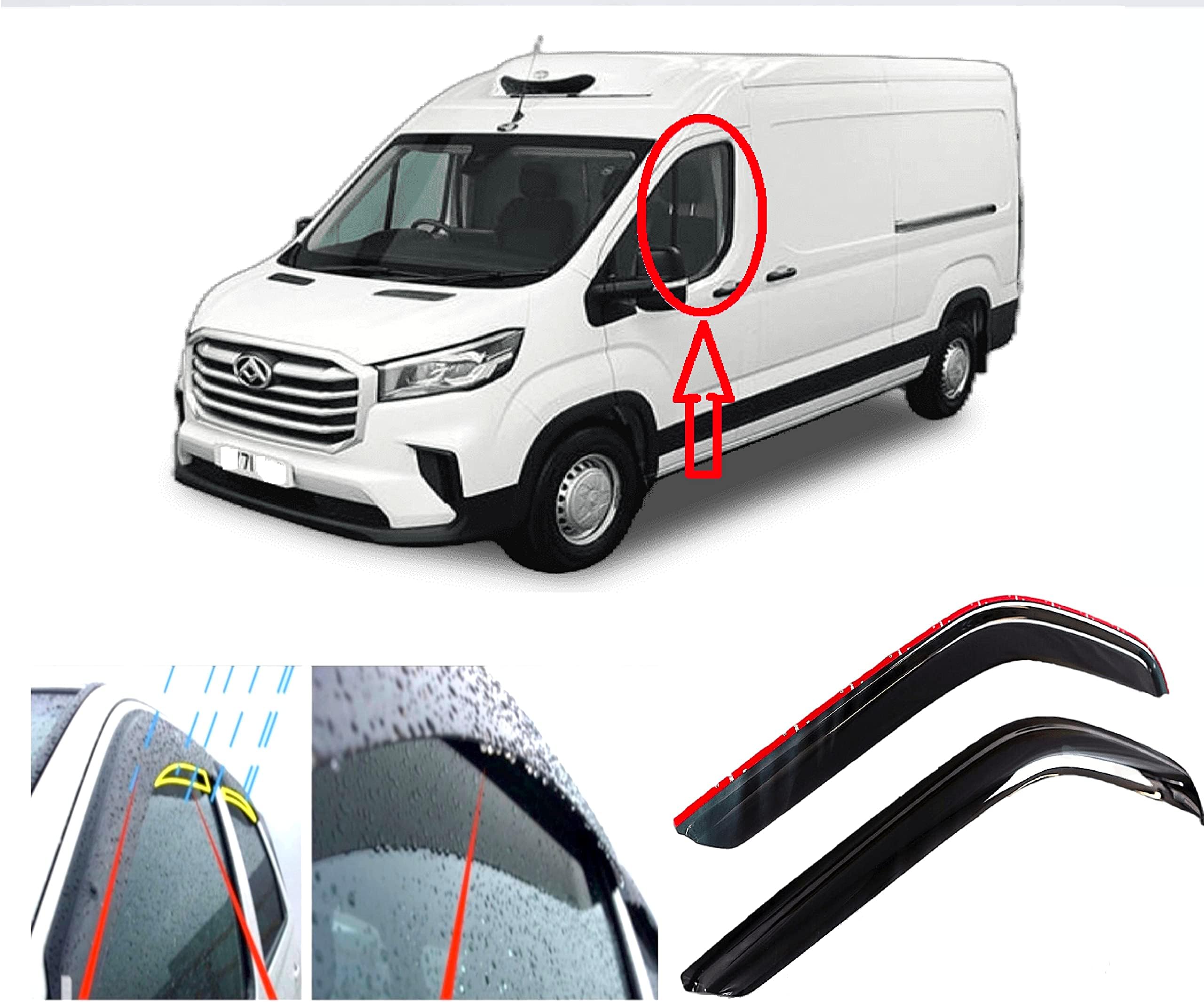 AC WOW 2x Wind Deflectors for SAIC for LDV for MAXUS Deliver 9 eDeliver 9 V90 2019 2020 2021 2022 2023 2024
