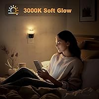 Vista 5 de JandCase Flameless Candle Night Light, 2 Pack Night Lights Plug into Wall, 3000K Soft White, 0-100LM Dimmable Nightlight, Dusk to Dawn Sensor Light