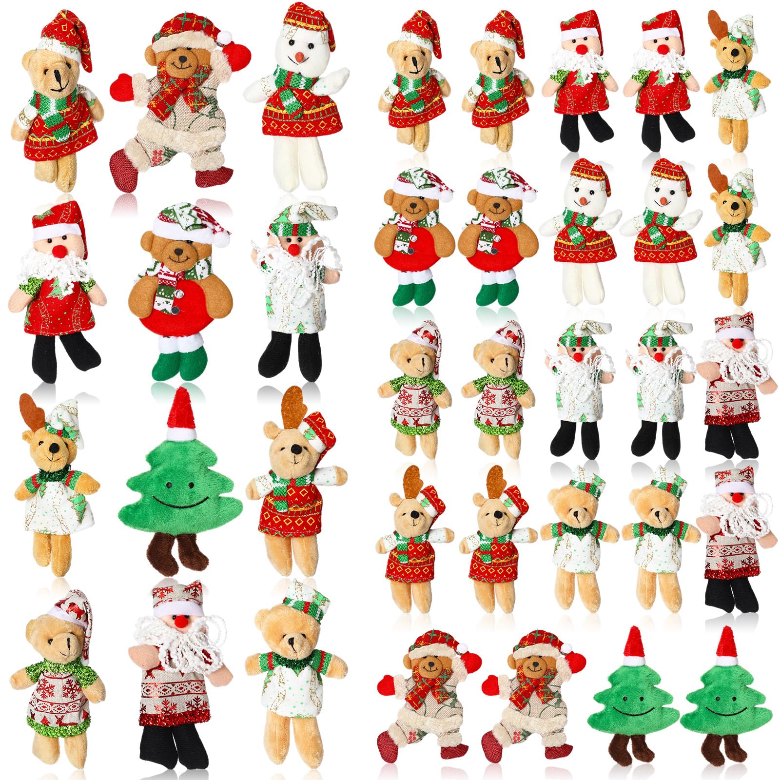 Liliful Christmas Tree Plush Ornaments Mini Plush Christmas Ornaments Decorations Christmas Stockings Hanging Plush Toys in 4.8 Inch Animal Themed Parties (36 Pieces)