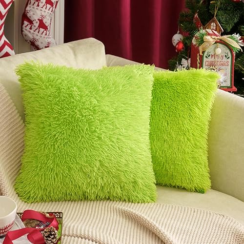 Miniatura 7 de MIULEE - Juego de 2 fundas decorativas, lujosas y afelpadas de pelo sintético para cojines de sofá y dormitorio (12 x 12 pulgadas)