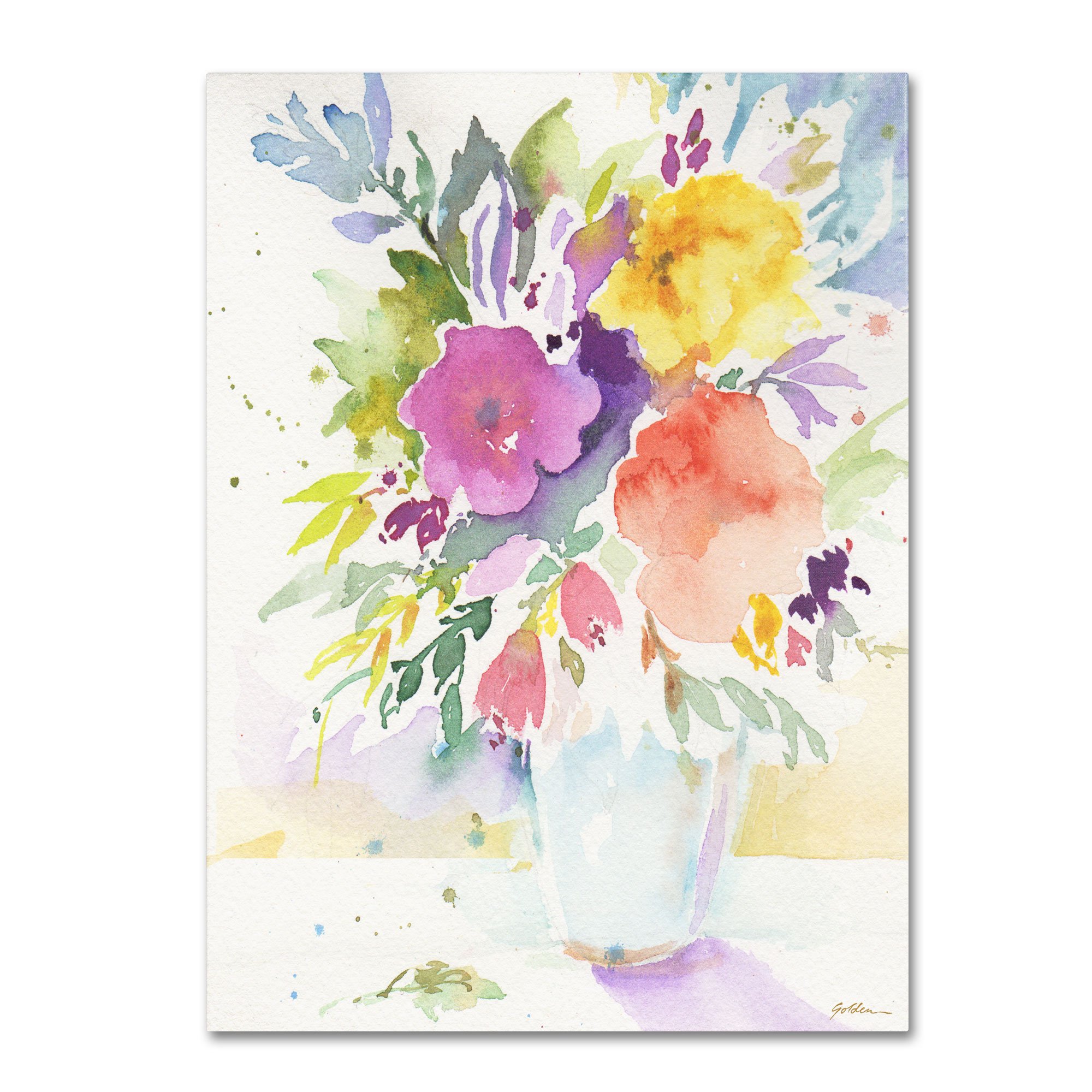 S407DEPOS 金彩色絵花蝶紋フラワーベース・花イタリア Amazon.co.jp: Trademark Fine Art Vase with Bright Blooms