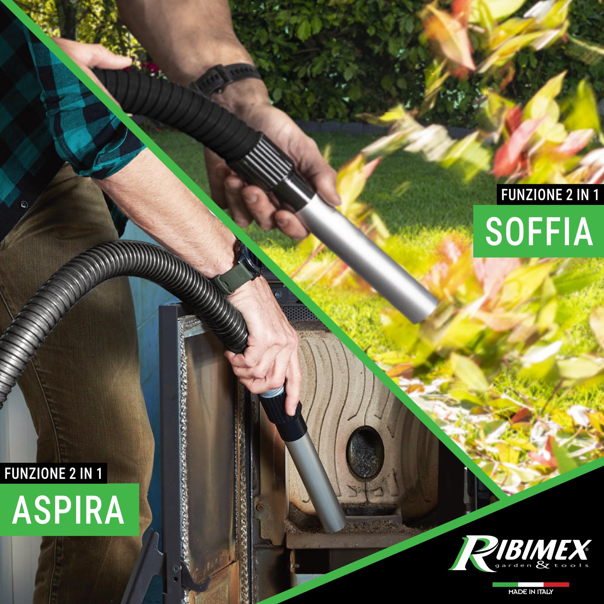 Ribimex Aspiracenere Elettrico Ceneplus, con Filtro HEPA Lavabile e Funzione Soffiante, Potenza 950 W, Bidone da 18 L, Ideale per Aspirare Ceneri Fredde da Stufe, Caminetti e Barbecue - PRCEN006