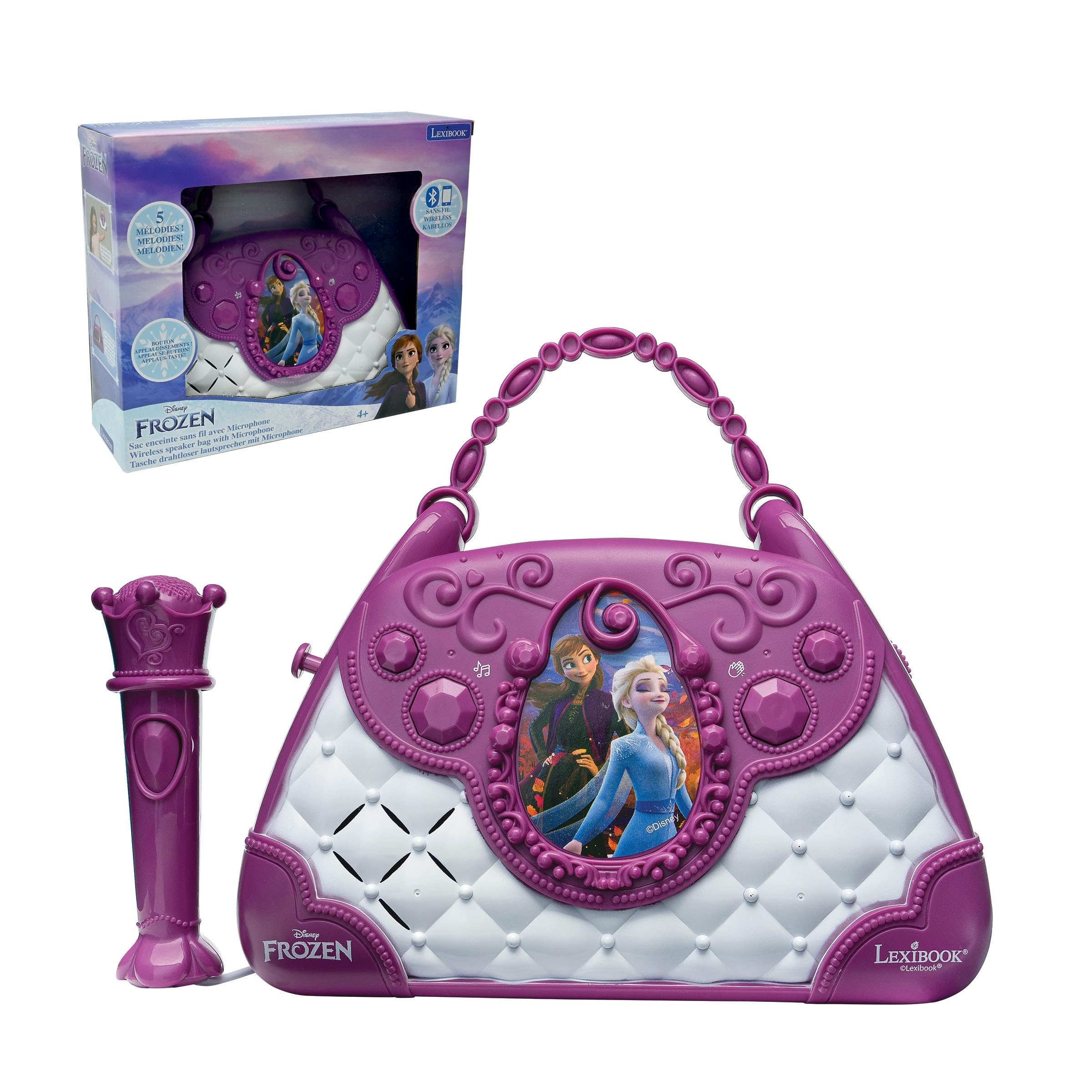 LEXIBOOK Disney Frozen Elsa, Musical Speaker with microphone, voice changer, demo songs, MP3 plug, purple/blue, K102FZLXB