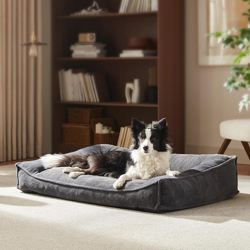 Cama para Cães Média em Poliéster com Espuma Triturada e Capa Lavável FURTIME – 88,9 x 63,5 x 20,32 cm