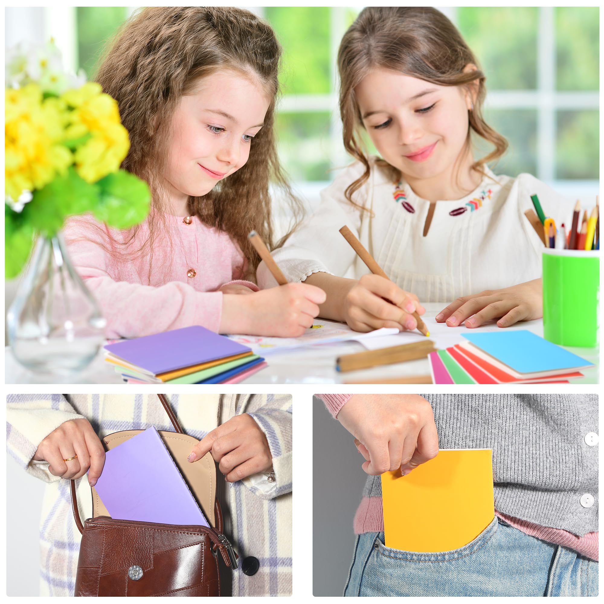 Confezione da 100 quaderni colorati piccoli, senza righe, formato A6, quaderni vuoti per bambini, studenti, scuola, ufficio, viaggiatori, schizzi, disegni, articoli per la scrittura, 14 x 10,2 cm, 30