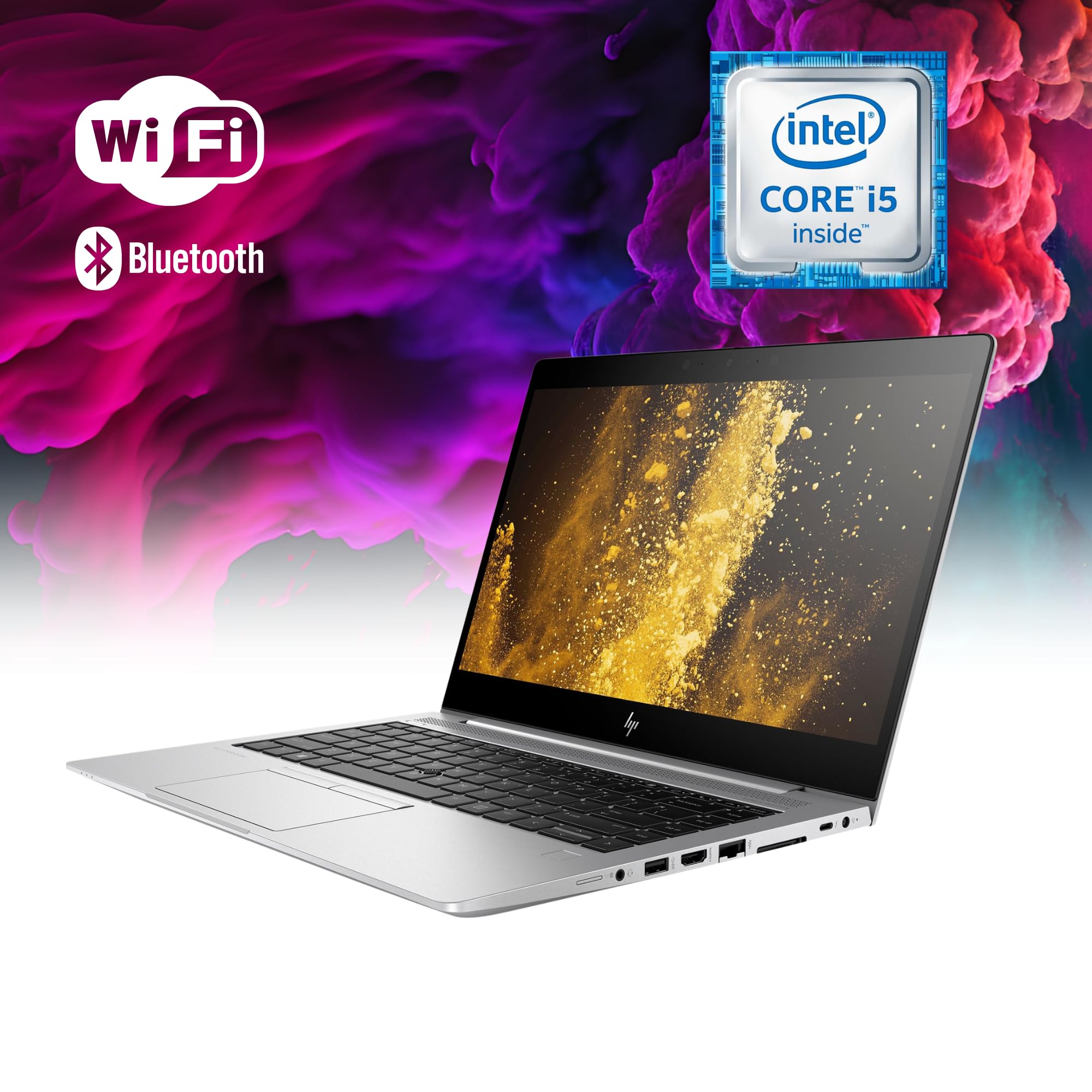 HP EliteBook - PC Portable 14" - Intel i5-8365U 4 Core 1.60GHz - SSD 256Go RAM 8Go - Notebook avec Win 11 et Libre Office - Ordinateur portable prêt à l'emploi (Reconditionné)