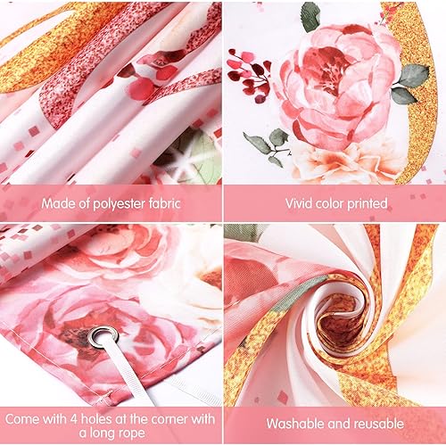 Miniatura 3 de Cartel de feliz cumpleaños de color oro rosa de gran tamaño para mujeres y niñas, cartel de feliz cumpleaños para interiores y exteriores,