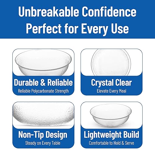 Miniatura 4 de Carlisle FoodService Products SB7207 - Tazón redondo para servir frutas sin BPA, 4 cuartos de galón, transparente (paquete de 4)