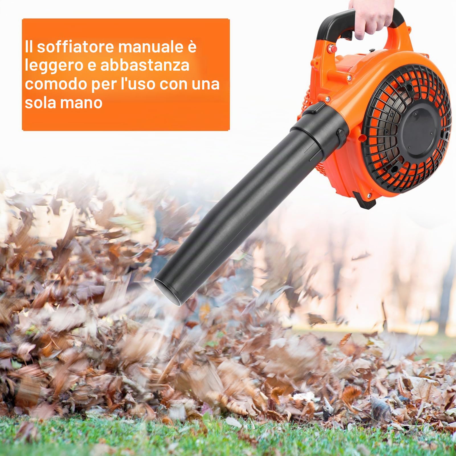 Soffiatore a benzina, portatile, leggero, potente motore a 2 tempi, ventilatore palmare da 26 cc, 7500 giri/min, alimentato a benzina, rapida dissipazione del calore, per giardino