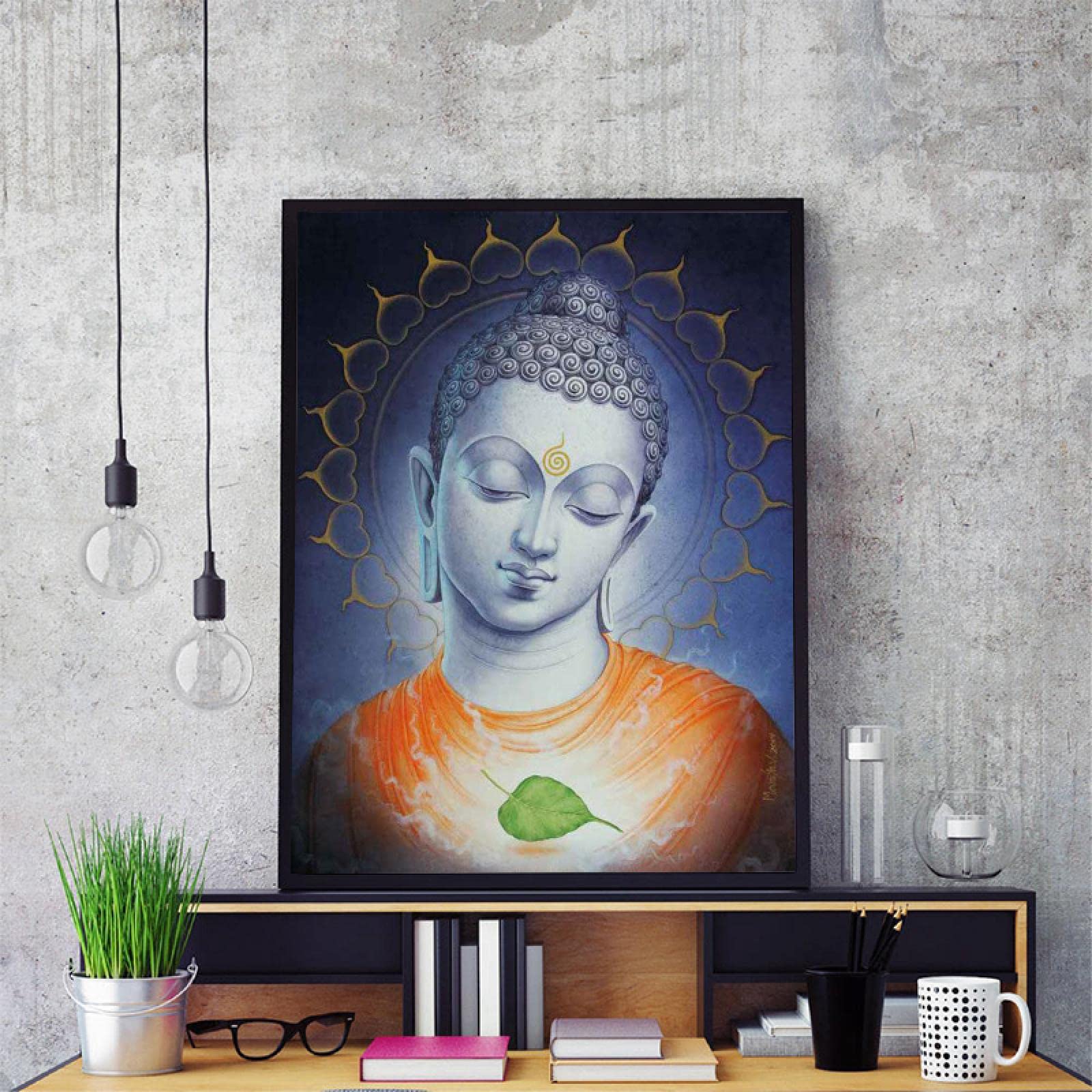 仏教現代アート 額縁付き Amazon｜キャンバス絵画セット抽象的な色のヴィンテージ仏教現代仏