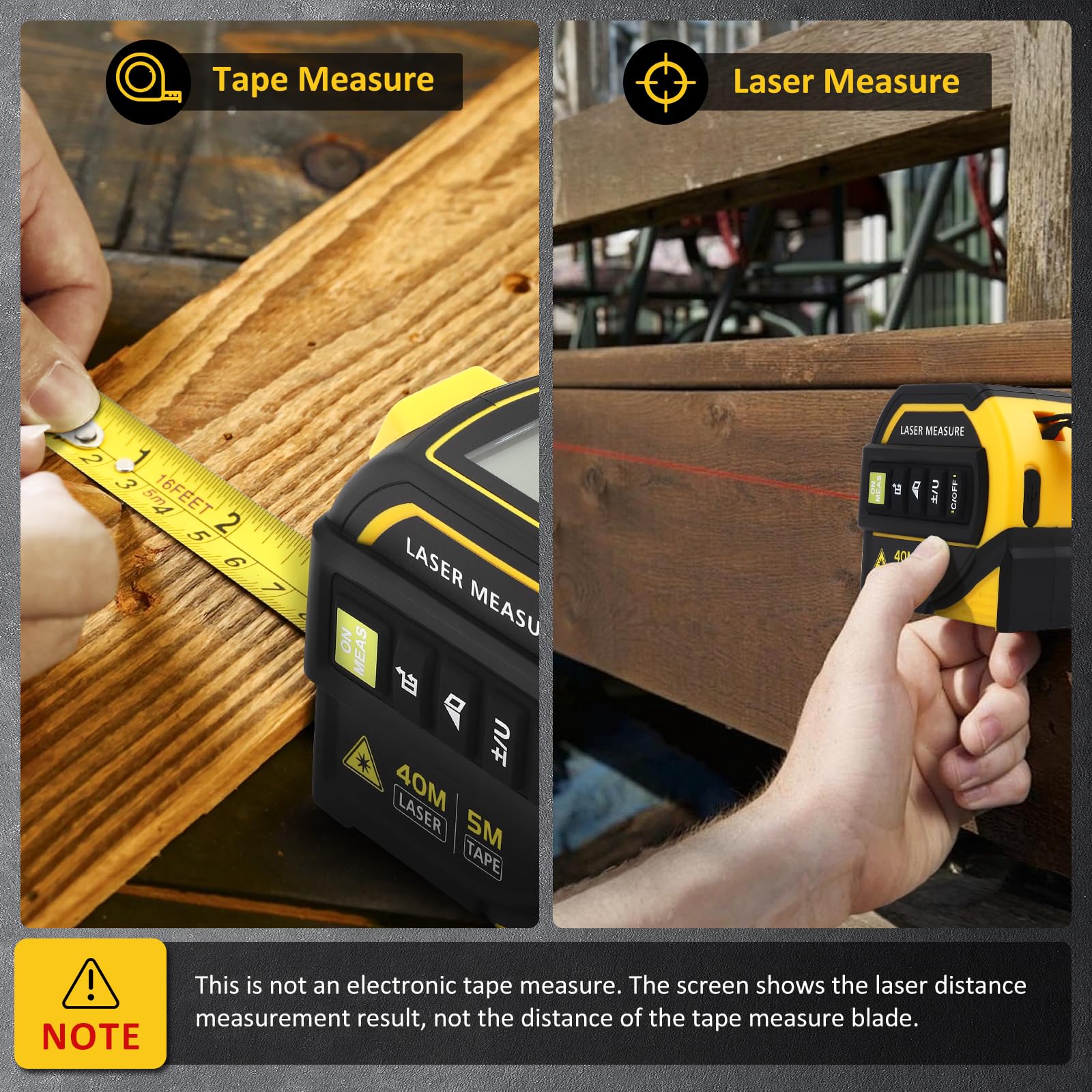 Laser Metro a Nastro 4 in 1, con Bluetooth, 5m e Telemetro Laser Metro a Nastro 100m, Misuratore Digitale con Livella Elettronica a Doppio Asse, Calcolo di Distanza, Superficie, Volume Disegno CAD