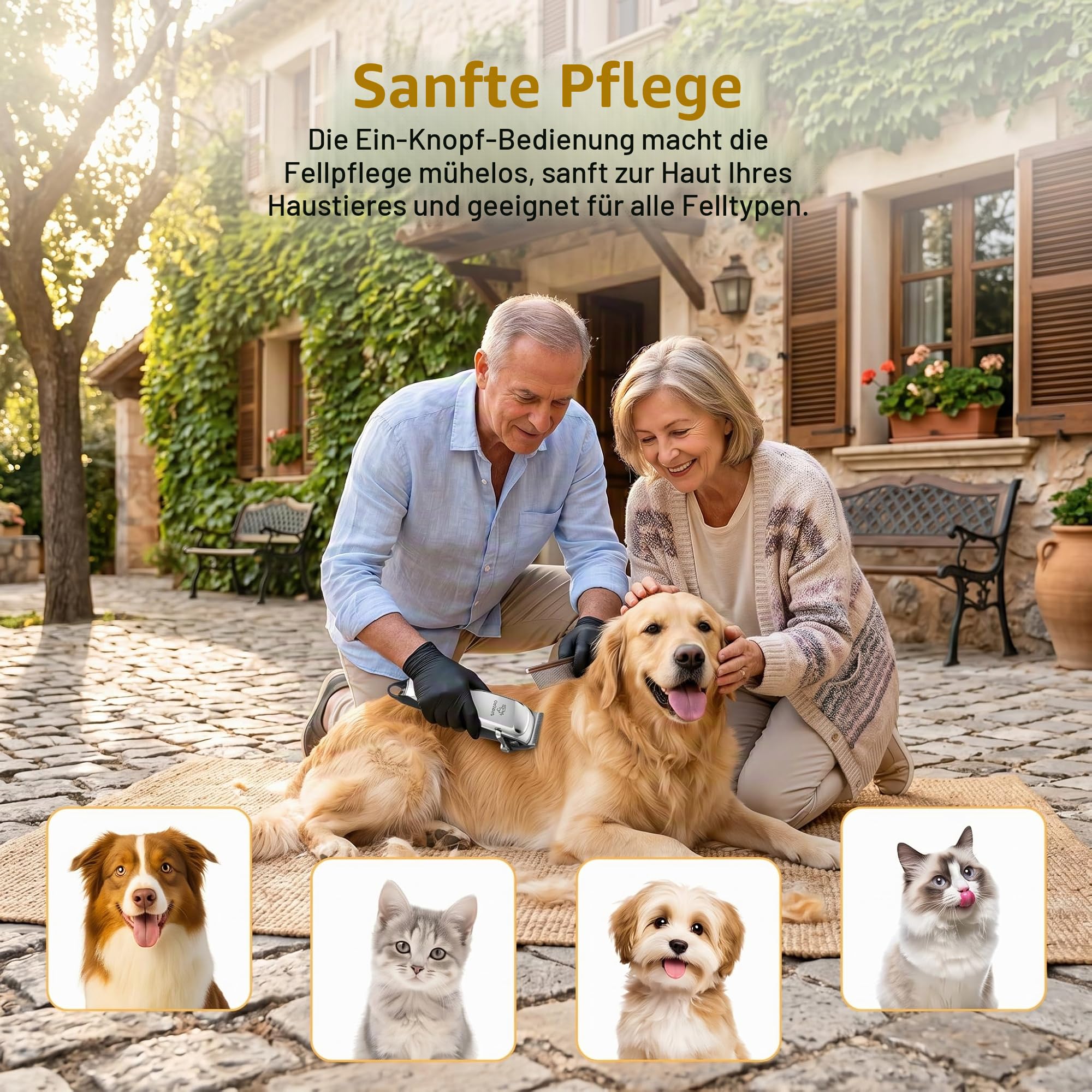 KAEFUYS Hundeschermaschine IPX7 Wasserdichtes Schermaschine Hund Katze Professionelles Hundeschermaschinen-Set Geeignet für Katzen Hunde Kaninchen etc.