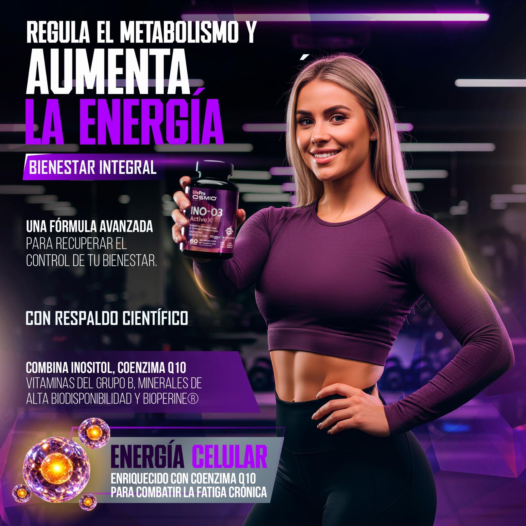 Life Pro Inositol Myo & D-Chiro Inositol 4240mg – Favorece el Equilibrio Hormonal Femenino y Metabólico, Energía Celular y Vitalidad, 180 Cápsulas, Suplemento con CoQ10, BioPerine, Vitaminas B y D3