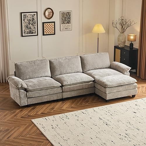 Miniatura 9 de VINGLI Sofá modular convertible de 87 pulgadas, sofá de asiento profundo en forma de L para sala de estar, moderno sofá biplaza de 2 asientos con