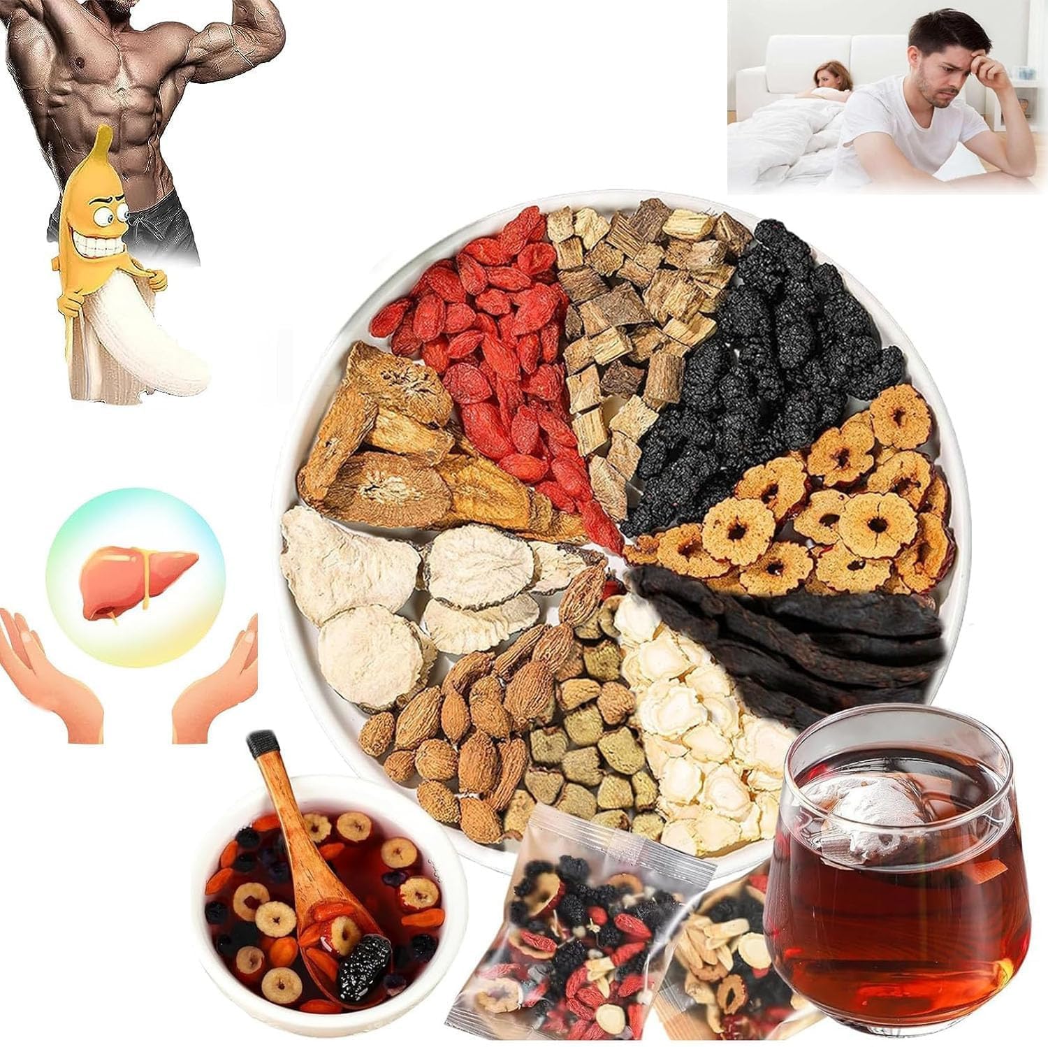 Derivemid Kidney Tea Formula Ginseng Six Treasure Tea, Organic Kidney Cleanse Herbal Tea, Kidney Detox Tea, Healthy Kidney Cleansing Tea, Chinese Herbal Tea Bag for Men& Women Kidney Care (2)
