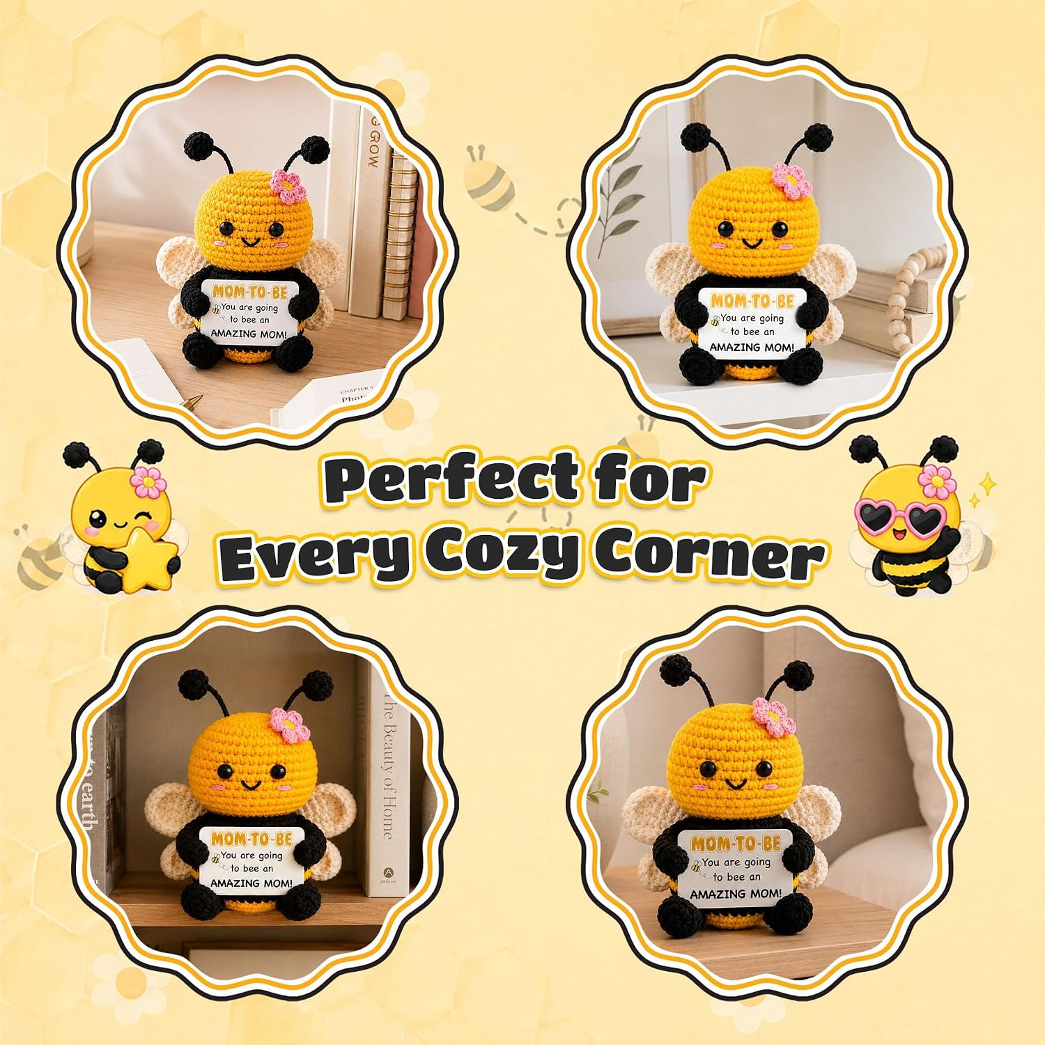 Mom to Be Gifts, Crochet Bee Emotional Support Gift for Pregnant Women