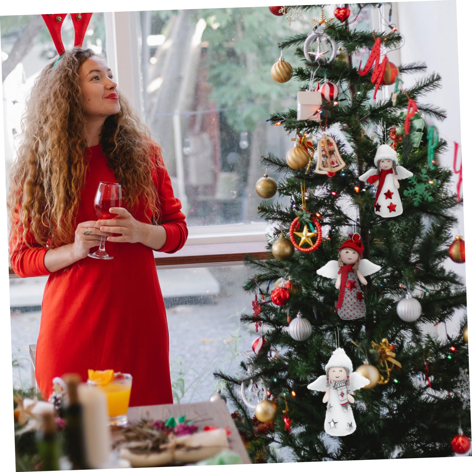 Cabilock 6 Juegos Decoración Navideña Arboles De Navidad Decoraciones Colgantes Navideños Muñecos Navideños Ornamento De La Escena del Festival Decoración Colgante De Ángel 3 Piezas * 6