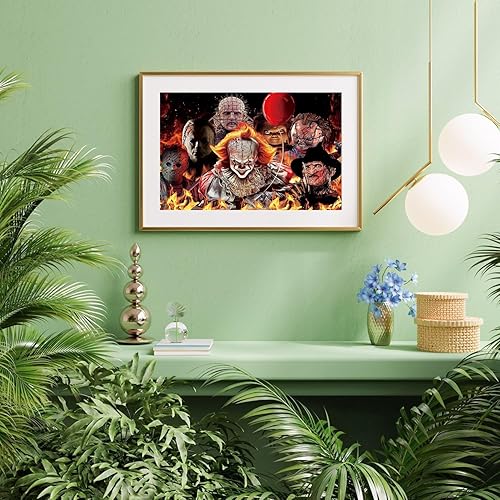 Miniatura 9 de Aestalrcus Pintura de terror por números para adultos, lienzo acrílico para adultos, kit de pintura por números, pintura grande de Halloween por