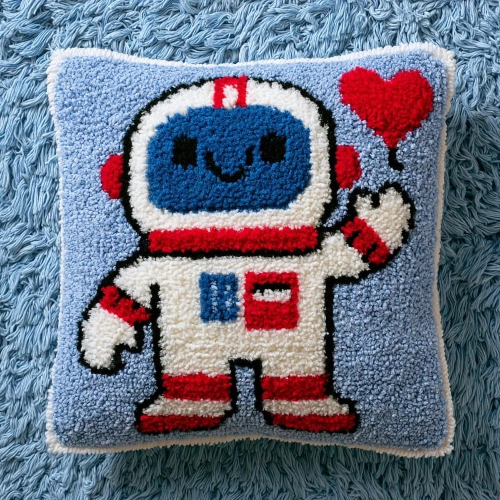 AxiangziK Latch Hook Pillow Kit for Beginners,Astronauts