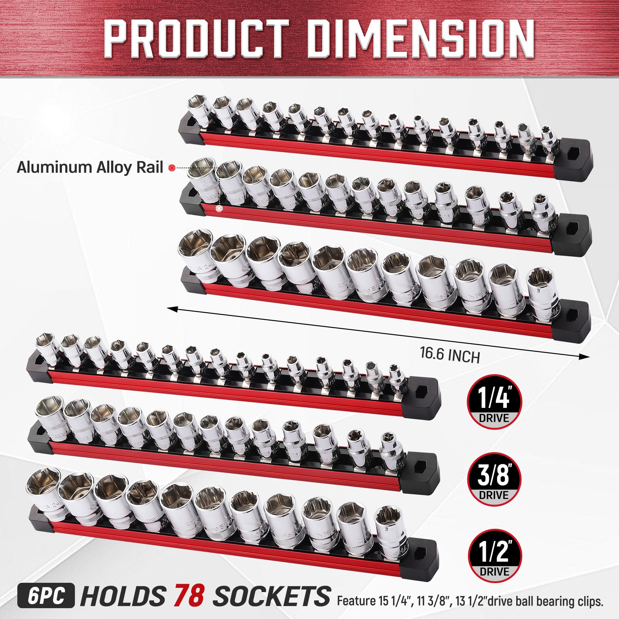 Snapklik.com : ALOANES 6-Piece Magnetic Socket Organizer, Heavy Duty ...