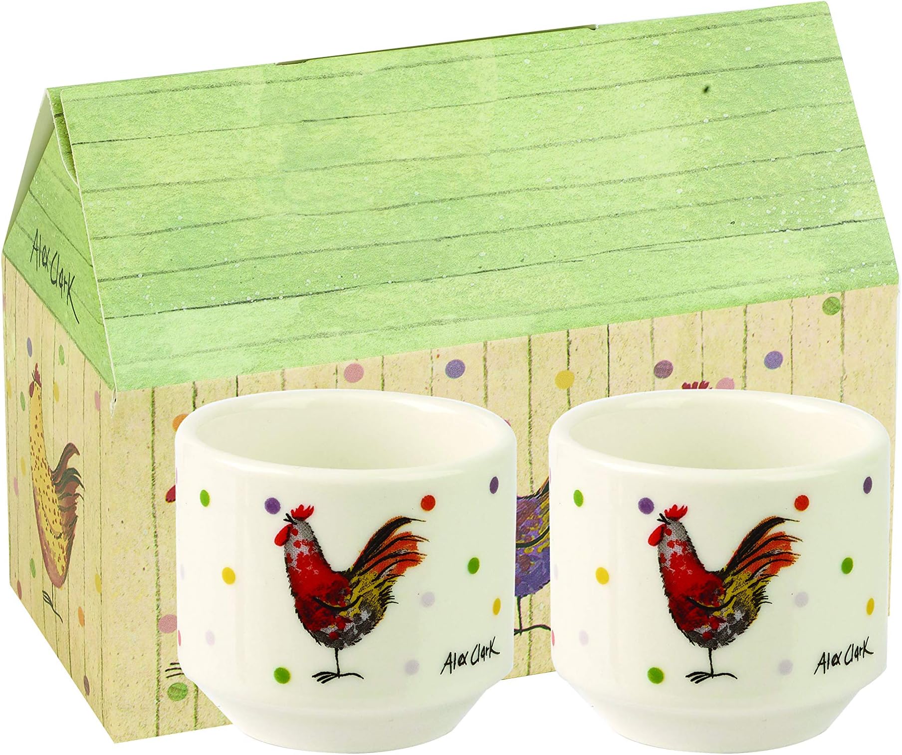 Alex Clark Rooster Stacking Eggs Cups, Ceramic, Multi-Colour, 5 x 5 x 4.4 cm
