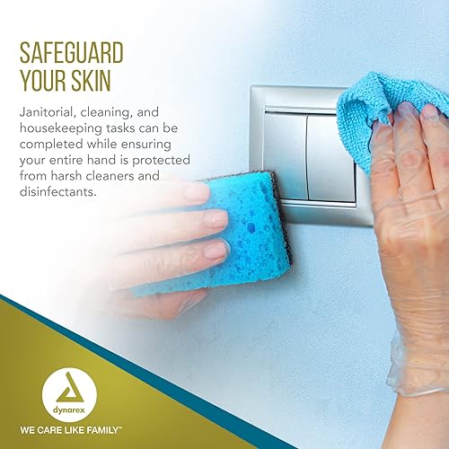 Miniatura 5 de Dynarex Safe-Touch Guante de revisión de vinilo sin talco, grande, 100 unidades, Transparente, 10