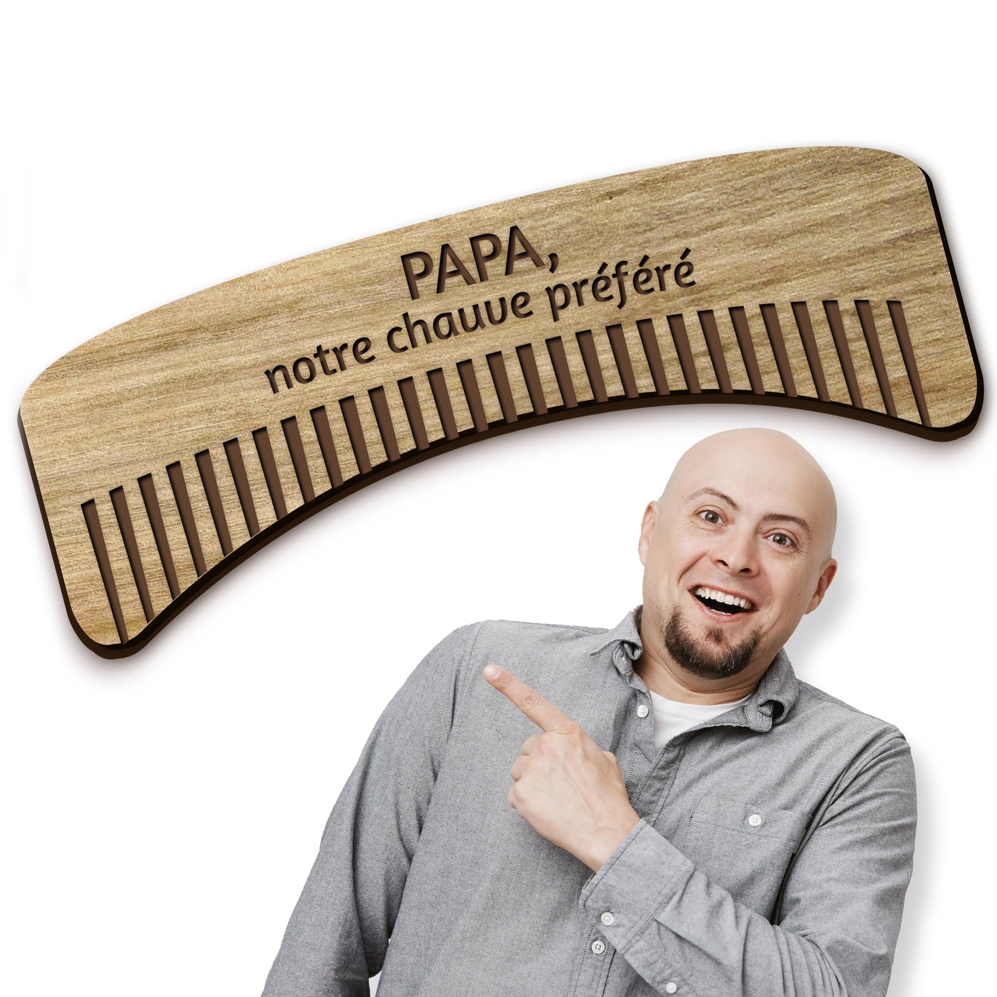 Petit peigne pour chauve en bois personnalisé, prénom personnalisé et phrase personnalisable, idée cadeau chauve, blague à offrir pour un anniversaire, ami, proche